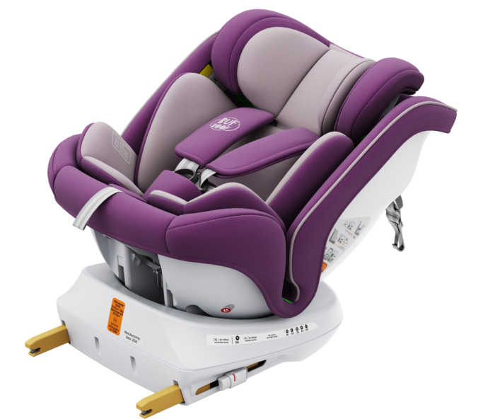 BUF BOOF® P100 i-Size R129 gyerekülés 40–150 cm, 360°-ban forgatható ISOFIX autósülés oldalsó ütközésvédelemmel, 165°-ig dönthető, Purple [10]