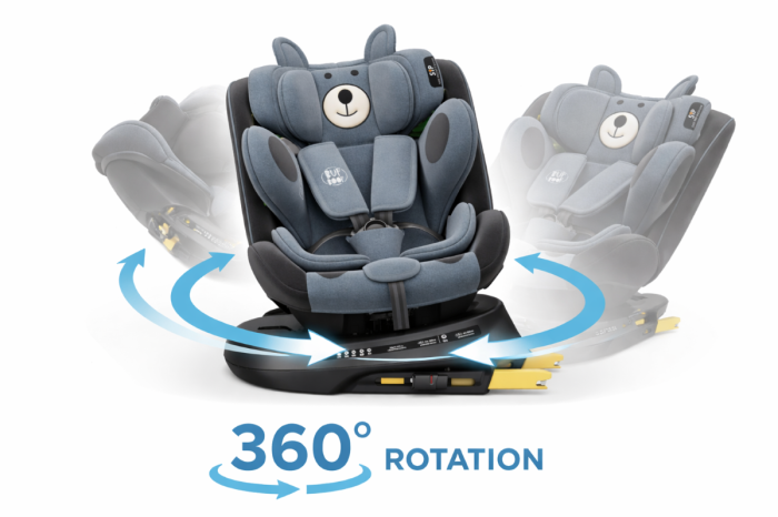 BUF BOOF TWT Plus iSize Autósülés, 360 °-os, 0-36 kg-os forgatással, 40-150 cm, UrsBlack [3]