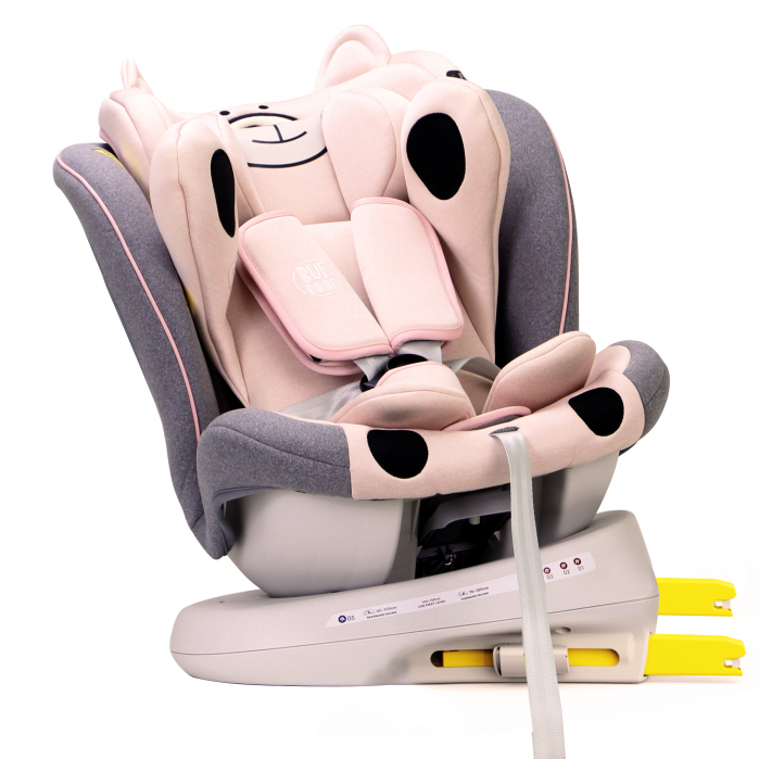 BUF BOOF TWT Plus iSize Autósülés, 360 °-os, 0-36 kg-os forgatással, 40-150 cm, UrsPink [2]