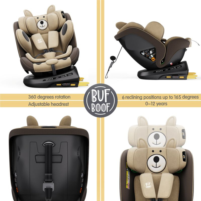 BUF BOOF TWT Plus iSize Autósülés, 360 °-os, 0-36 kg-os forgatással, 40-150 cm, UrsCoffee [10]