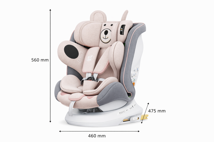 BUF BOOF TWT Plus iSize Autósülés, 360 °-os, 0-36 kg-os forgatással, 40-150 cm, UrsPink [4]