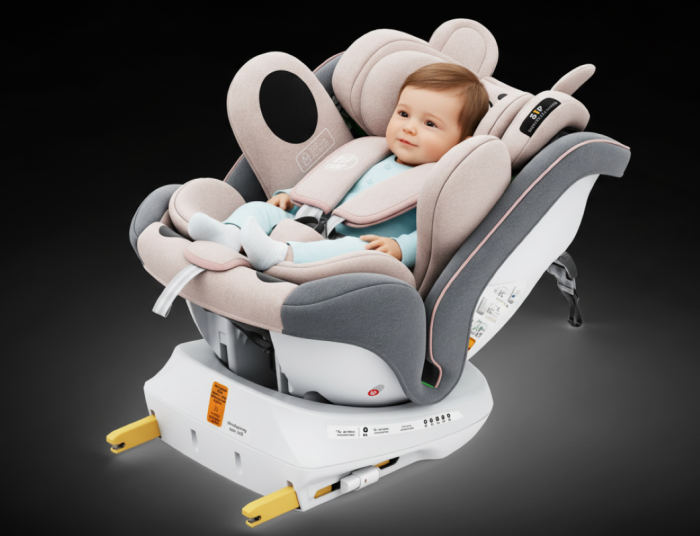 BUF BOOF TWT Plus iSize Autósülés, 360 °-os, 0-36 kg-os forgatással, 40-150 cm, UrsPink [7]