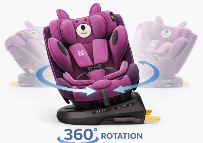 BUF BOOF TWT Plus iSize Autósülés, 360 °-os, 0-36 kg-os forgatással, 40-150 cm, UrsPurple [7]