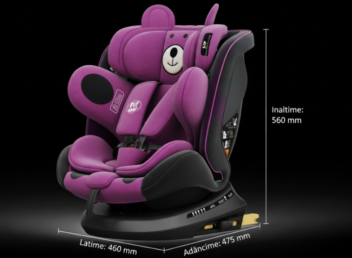 BUF BOOF TWT Plus iSize Autósülés, 360 °-os, 0-36 kg-os forgatással, 40-150 cm, UrsPurple [8]