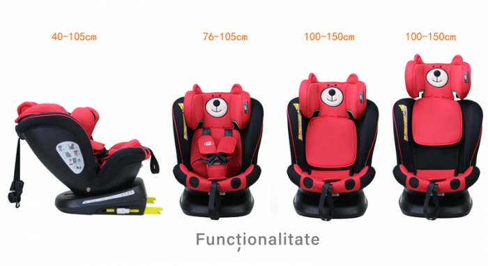 BUF BOOF TWT Plus iSize Autósülés, 360 °-os, 0-36 kg-os forgatással, 40-150 cm, UrsRed [3]