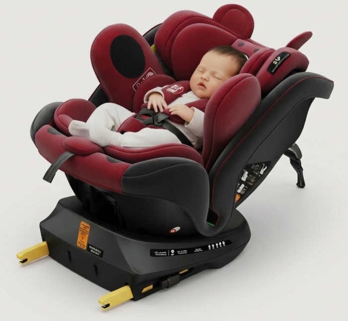 BUF BOOF TWT Plus iSize Autósülés, 360 °-os, 0-36 kg-os forgatással, 40-150 cm, UrsRed [2]