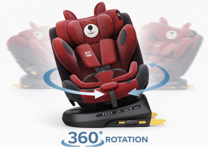 BUF BOOF TWT Plus iSize Autósülés, 360 °-os, 0-36 kg-os forgatással, 40-150 cm, UrsRed [9]