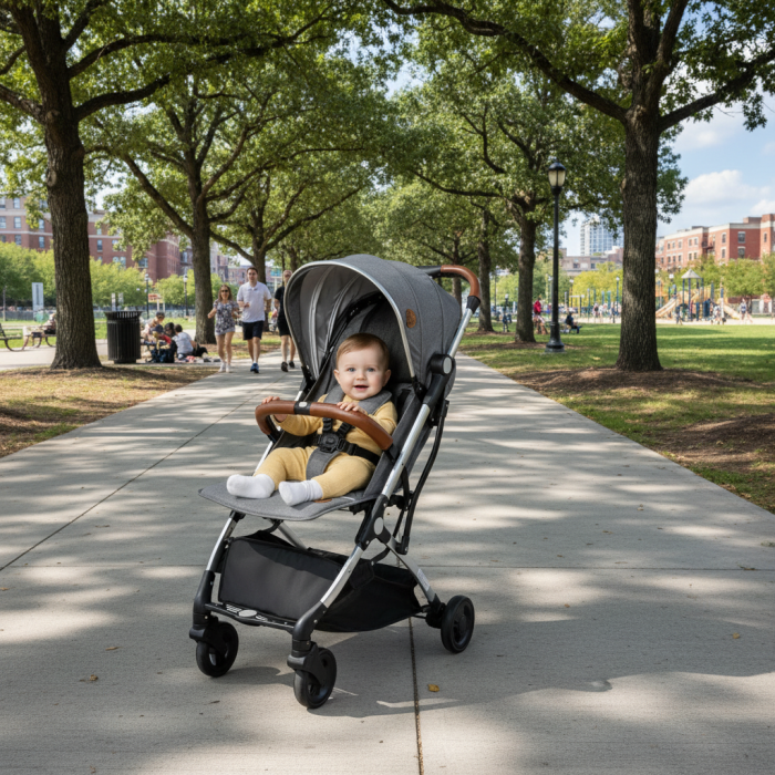 BUF BOOF® S-16 Könnyű sport babakocsi, 0–36 hónap, teljesen vízszintes 180°-os dönthetőség, összecsukható rendszer trolley funkcióval [2]