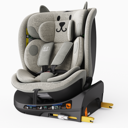 BUF BOOF B-Joy DELUXE iSize Autósülés, 360 °-os, 0-36 kg-os forgatással, 40-150 cm, LightGreyCAT [8]