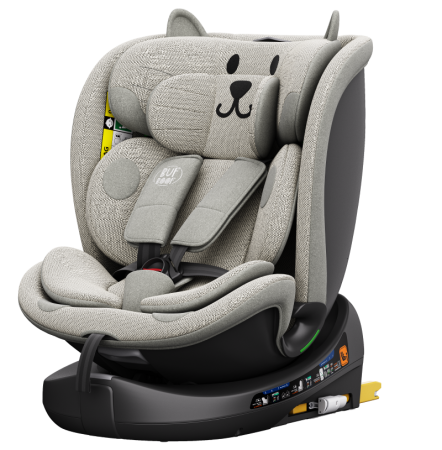Autós gyerekülések ISOFIX - BUF BOOF B-Joy DELUXE iSize Autósülés, 360 °-os, 0-36 kg-os forgatással, 40-150 cm, LightGreyCAT