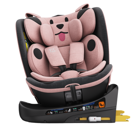 BUF BOOF B-Joy DELUXE iSize Autósülés, 360 °-os, 0-36 kg-os forgatással, 40-150 cm, PinkDOG [13]