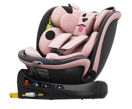 BUF BOOF B-Joy DELUXE iSize Autósülés, 360 °-os, 0-36 kg-os forgatással, 40-150 cm, PinkDOG [1]