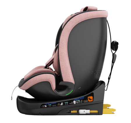 BUF BOOF B-Joy DELUXE iSize Autósülés, 360 °-os, 0-36 kg-os forgatással, 40-150 cm, PinkDOG [10]
