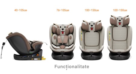 BUF BOOF B-Joy DELUXE iSize Autósülés, 360 °-os, 0-36 kg-os forgatással, 40-150 cm, BrownDOG [3]