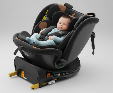 BUF BOOF B-Joy DELUXE iSize Autósülés, 360 °-os, 0-36 kg-os forgatással, 40-150 cm, BlackDOG [5]