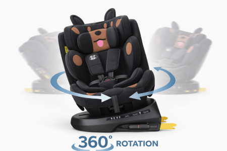 BUF BOOF B-Joy DELUXE iSize Autósülés, 360 °-os, 0-36 kg-os forgatással, 40-150 cm, BlackDOG [2]