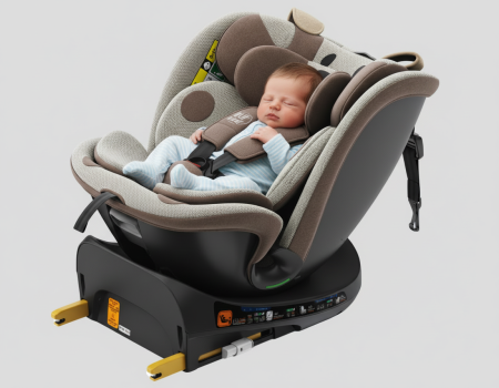 BUF BOOF B-Joy DELUXE iSize Autósülés, 360 °-os, 0-36 kg-os forgatással, 40-150 cm, BrownDOG [1]