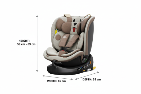 BUF BOOF B-Joy DELUXE iSize Autósülés, 360 °-os, 0-36 kg-os forgatással, 40-150 cm, BrownDOG [7]