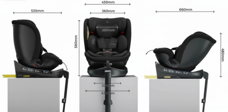 BUF BOOF® N-Fix iSize autós gyerekülés, ISOFIX, 360° forgatható, támasztóláb, 165° dönthető alvópozíció, 40–150 cm [5]