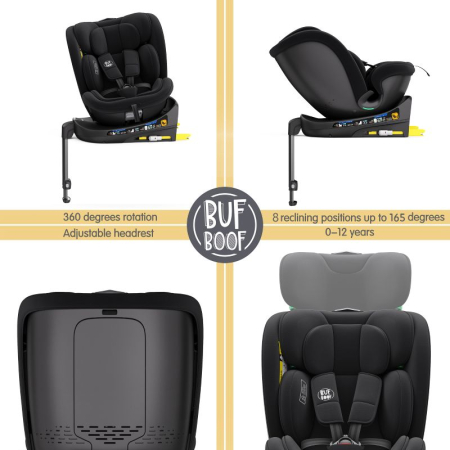 BUF BOOF® N-Fix iSize autós gyerekülés, ISOFIX, 360° forgatható, támasztóláb, 165° dönthető alvópozíció, 40–150 cm [10]
