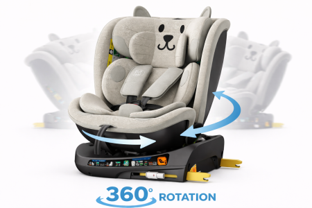 BUF BOOF B-Joy DELUXE iSize Autósülés, 360 °-os, 0-36 kg-os forgatással, 40-150 cm, LightGreyCAT [7]