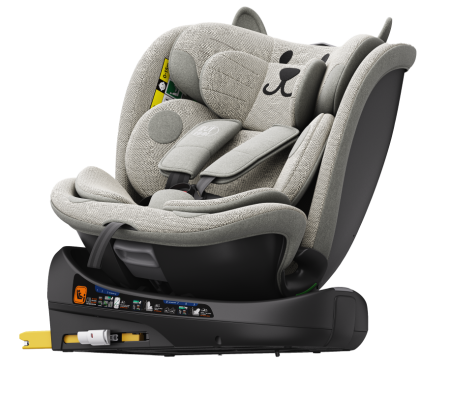 BUF BOOF B-Joy DELUXE iSize Autósülés, 360 °-os, 0-36 kg-os forgatással, 40-150 cm, LightGreyCAT [11]