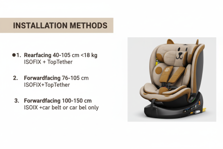 BUF BOOF B-Joy DELUXE iSize Autósülés, 360 °-os, 0-36 kg-os forgatással, 40-150 cm, OrangeCAT [4]