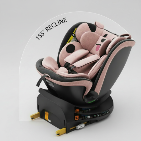BUF BOOF B-Joy DELUXE iSize Autósülés, 360 °-os, 0-36 kg-os forgatással, 40-150 cm, PinkDOG [4]