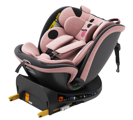 BUF BOOF B-Joy DELUXE iSize Autósülés, 360 °-os, 0-36 kg-os forgatással, 40-150 cm, PinkDOG [12]