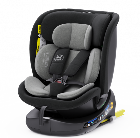 BUF BOOF B-Joy DELUXE iSize Autósülés, 360 °-os, 0-36 kg-os forgatással, 40-150 cm, Grey [6]