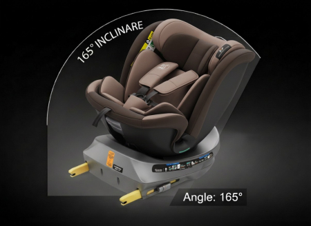 BUF BOOF® N-Fix iSize autós gyerekülés, ISOFIX, 360° forgatható, támasztóláb, 165° dönthető alvópozíció, 40–150 cm Coffee [6]