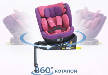 BUF BOOF® N-Fix iSize autós gyerekülés, ISOFIX, 360° forgatható, támasztóláb, 165° dönthető alvópozíció, 40–150 cm Pink [1]