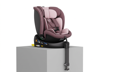 BUF BOOF® N-Fix iSize autós gyerekülés, ISOFIX, 360° forgatható, támasztóláb, 165° dönthető alvópozíció, 40–150 cm LightPurple [6]
