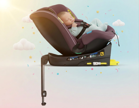 BUF BOOF® N-Fix iSize autós gyerekülés, ISOFIX, 360° forgatható, támasztóláb, 165° dönthető alvópozíció, 40–150 cm LightPurple [3]