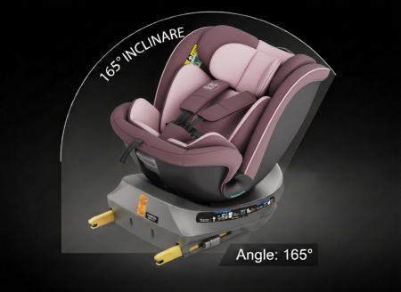 BUF BOOF® N-Fix iSize autós gyerekülés, ISOFIX, 360° forgatható, támasztóláb, 165° dönthető alvópozíció, 40–150 cm LightPurple [5]