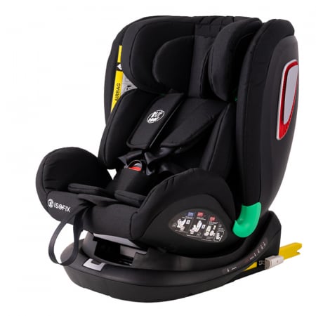 360 fokba elfordítható - BUF BOOF Platinum DELUXE iSize Autósülés, 360 °-os, 0-36 kg-os forgatással, Top Tether 40-150 cm, BlackJeans