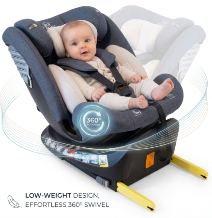 iSize - BUF BOOF Saphir Deluxe iSize Autósülés, 360 °-os, 0-36 kg-os forgatással, 40-150 cm, Grey