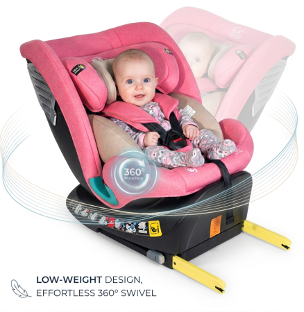 iSize - BUF BOOF Saphir Deluxe iSize Autósülés, 360 °-os, 0-36 kg-os forgatással, 40-150 cm, UnicornPink