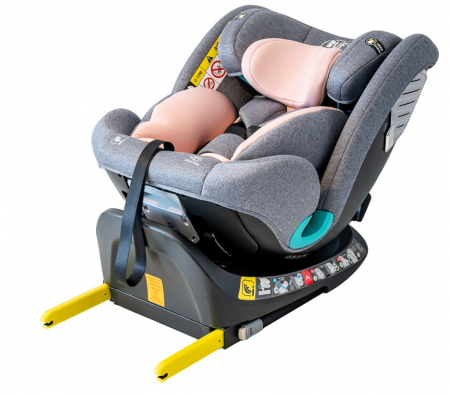 iSize - BUF BOOF Saphir Deluxe iSize Autósülés, 360 °-os, 0-36 kg-os forgatással, 40-150 cm, Pink