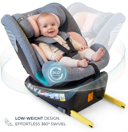 Autós ülés csoport 0-1-2-3 - BUF BOOF Saphir Deluxe iSize Autósülés, 360 °-os, 0-36 kg-os forgatással, 40-150 cm, Pink