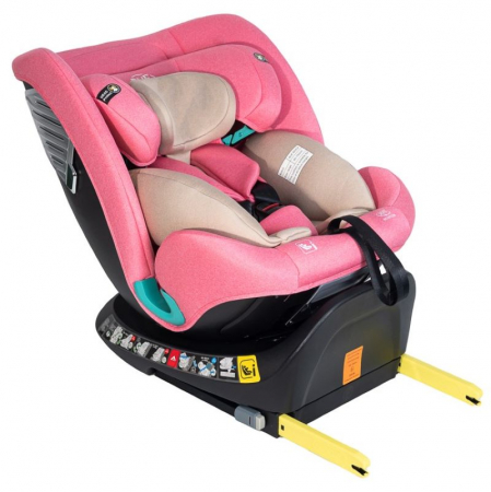 Autós ülés csoport 0-1-2-3 - BUF BOOF Saphir Deluxe iSize Autósülés, 360 °-os, 0-36 kg-os forgatással, 40-150 cm, Pink