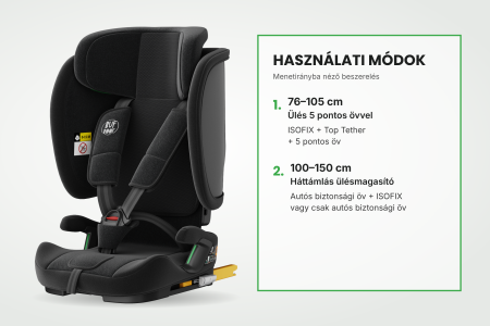 BUF BOOF® TravelFold PRO i-Size autósülés, Összecsukható, ISOFIX + Top Tether, 15 pozícióban állítható fejtámla, csak 5,6 kg, 9–36 kg, 76–150 cm, Fekete [6]