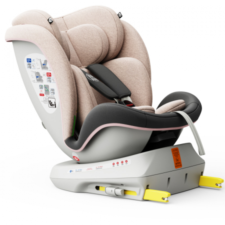 BUF BOOF TWT Plus iSize Autósülés, 360 °-os, 0-36 kg-os forgatással, 40-150 cm, LightPink [13]