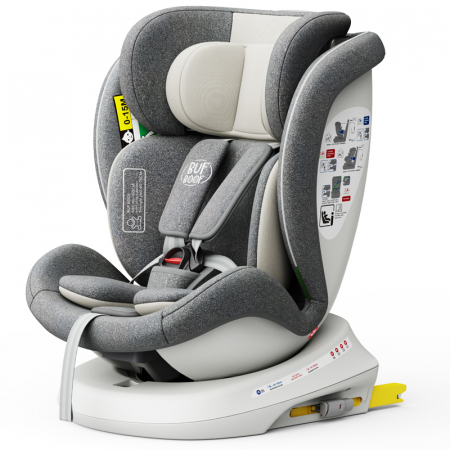 360 fokba elfordítható - BUF BOOF TWT Plus iSize Autósülés, 360 °-os, 0-36 kg-os forgatással, 40-150 cm, CreamGrey