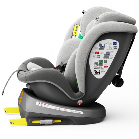 BUF BOOF TWT Plus iSize Autósülés, 360 °-os, 0-36 kg-os forgatással, 40-150 cm, DuoGrey [5]