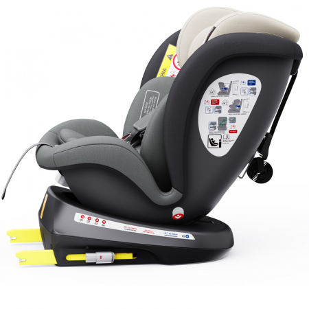 BUF BOOF TWT Plus iSize Autósülés, 360 °-os, 0-36 kg-os forgatással, 40-150 cm, MandaraGrey [4]