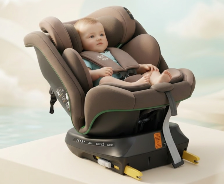 BUF BOOF® TWT Plus DELUXE i-Size R129 360°-ban forgatható autós gyerekülés, ISOFIX, 40–150 cm (0–36 kg) Coffee [2]