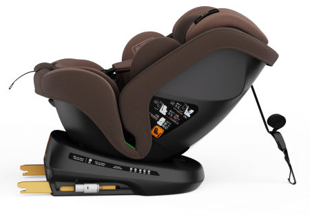 BUF BOOF® TWT Plus DELUXE i-Size R129 360°-ban forgatható autós gyerekülés, ISOFIX, 40–150 cm (0–36 kg) Coffee [11]