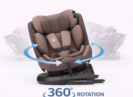 BUF BOOF® TWT Plus DELUXE i-Size R129 360°-ban forgatható autós gyerekülés, ISOFIX, 40–150 cm (0–36 kg) Coffee [5]