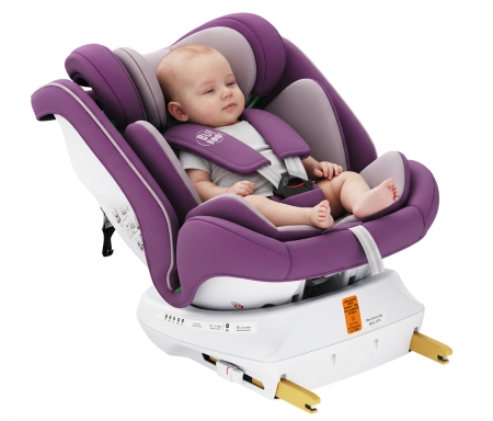 360 fokba elfordítható - BUF BOOF® P100 i-Size R129 gyerekülés 40–150 cm, 360°-ban forgatható ISOFIX autósülés oldalsó ütközésvédelemmel, 165°-ig dönthető, Purple